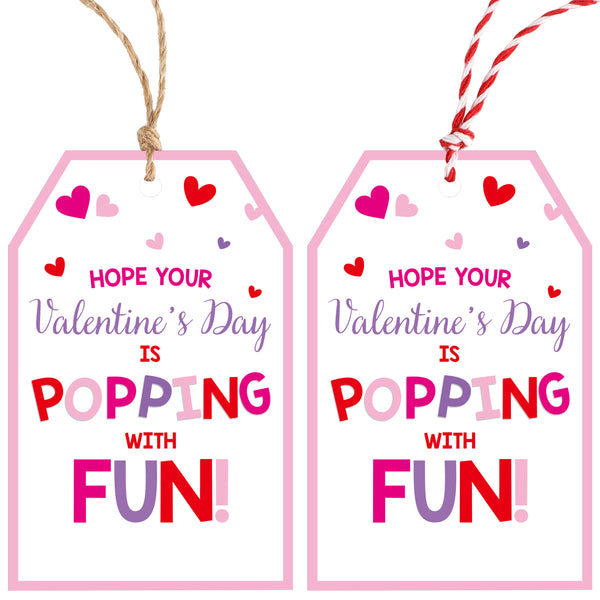 Valentines Gift Tags with String, 50 PCS Heart Tags Personalized Design Tags for Gift Wrapping, Valentine's Day Decoration (Pink and White)