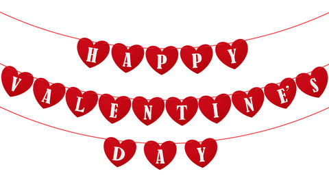 Heart Felt Banner No DIY Pre-Strung Heart Hanging Sign Felt Heart Garland for Heart Hanging Decorations