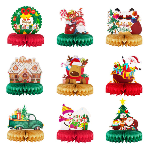 Adeyoo Honeycomb Christmas Decorations for Table 9 Pcs Christmas Table Centerpieces for Christmas Party Decorations Christmas Honeycomb Table Decorations Christmas Centerpieces decoración