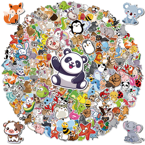 Animal Stickers for Kids 200Pcs Water Bottle Stickers Cute Waterproof Vinyl Kawaii Funny Animal Sticker Reward Sticker for Boys Girls Teachers Classroom Laptop Notebook Luggages