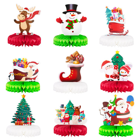 Adeyoo Honeycomb Christmas Decorations for Table 9 Pcs Christmas Table Centerpieces for Christmas Party Decorations Christmas Honeycomb Table Decorations Christmas Centerpieces decoración