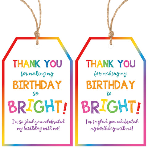 Birthday Gift Tags with String Thank You Gift Tags 50 PCS Personalized Birthday Thank You Tag for Party Favors, Gift Wrapping, Bags, Birthday Decorations