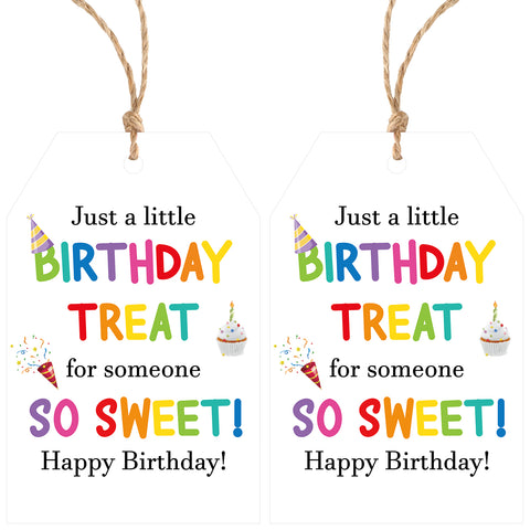 Birthday Gift Tags with String Thank You Gift Tags 50 PCS Personalized Birthday Thank You Tag for Party Favors, Gift Wrapping, Bags, Birthday Decorations (Sweet)