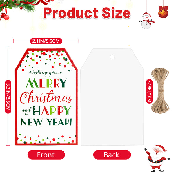 Christmas Gift Tags Merry Christmas Gift Tags with String 50 PCS Xmas Gift Tags Holiday Design Tags White Christmas Tags for Christmas Presents, Gift Wrapping, Christmas Decoration (New Year)