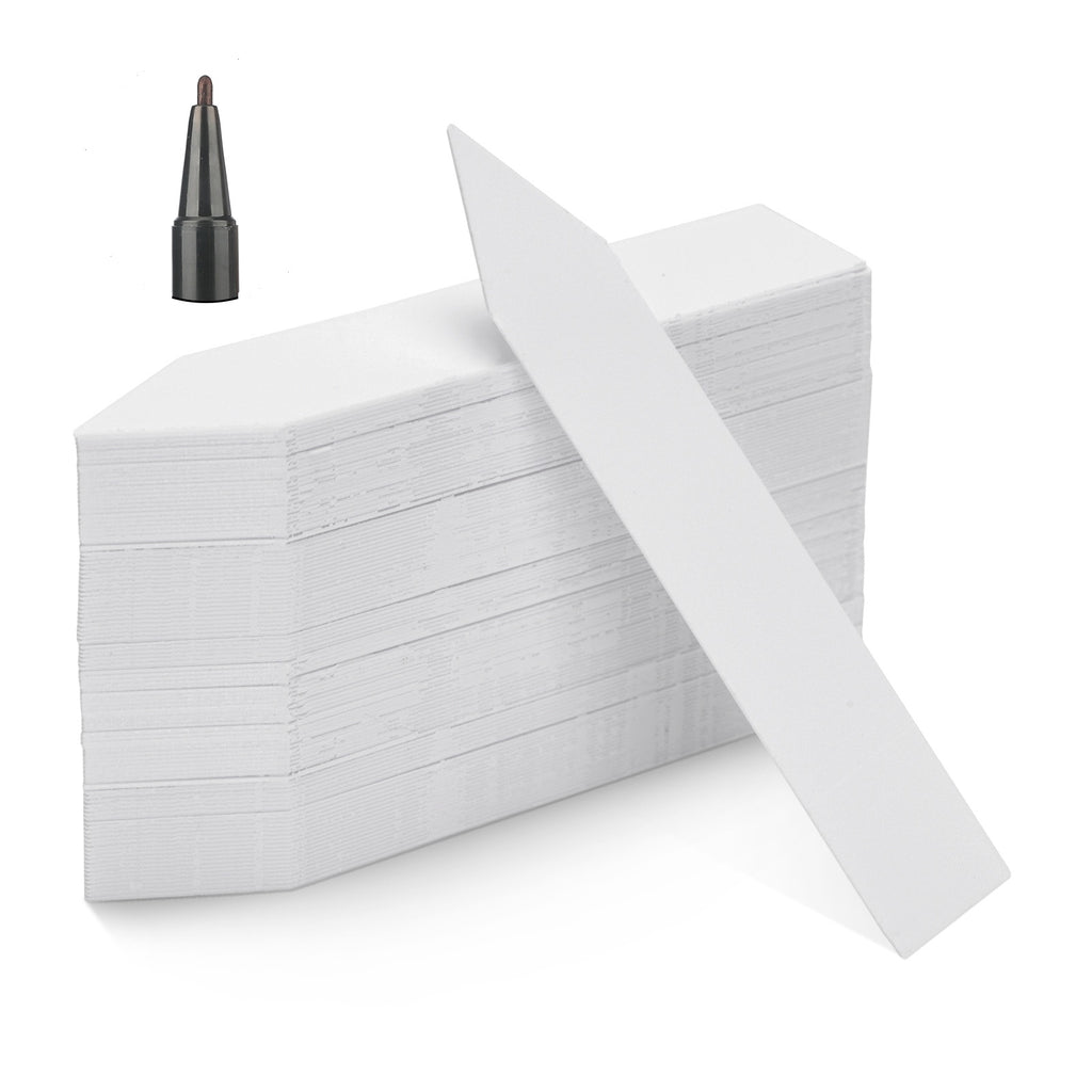KINGLAKE 100Pcs White Plastic Plant Labels & Markers, 10x2cm, Waterproof, Reusable, Ideal for Herb, Seed, Flower, Potted Plants
