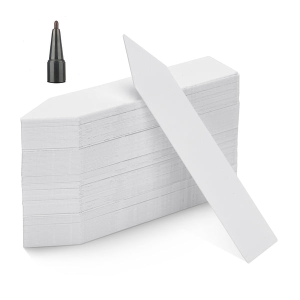 KINGLAKE 100Pcs White Plastic Plant Labels & Markers, 10x2cm, Waterproof, Reusable, Ideal for Herb, Seed, Flower, Potted Plants