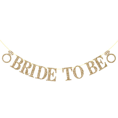 Pre-Strung Bride to Be Banner NO DIY Bride to Be Sign Gold Glitter Bachelorette Banner Bridal Shower Banner for Bachelorette Bridal Shower Wedding Party Decorations