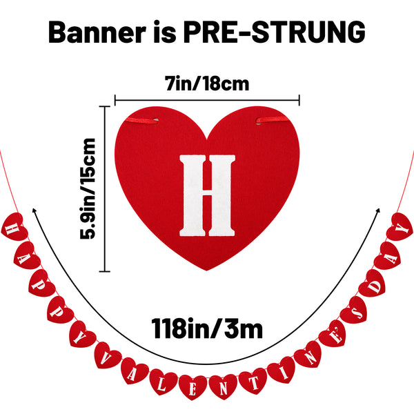 Heart Felt Banner No DIY Pre-Strung Heart Hanging Sign Felt Heart Garland for Heart Hanging Decorations