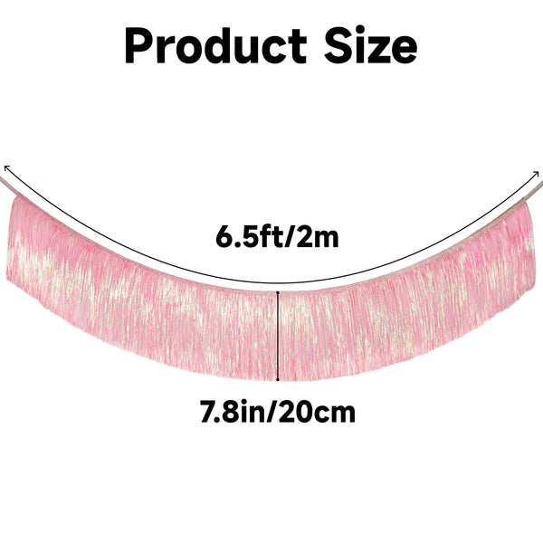 Pink Fringe Banner Fringe Tinsel Garland 6.56 Ft Pink Fringe Photo Backdrop Pink Tinsel Garland for Bachelorette 21st Birthday Party Decoration (Pink)