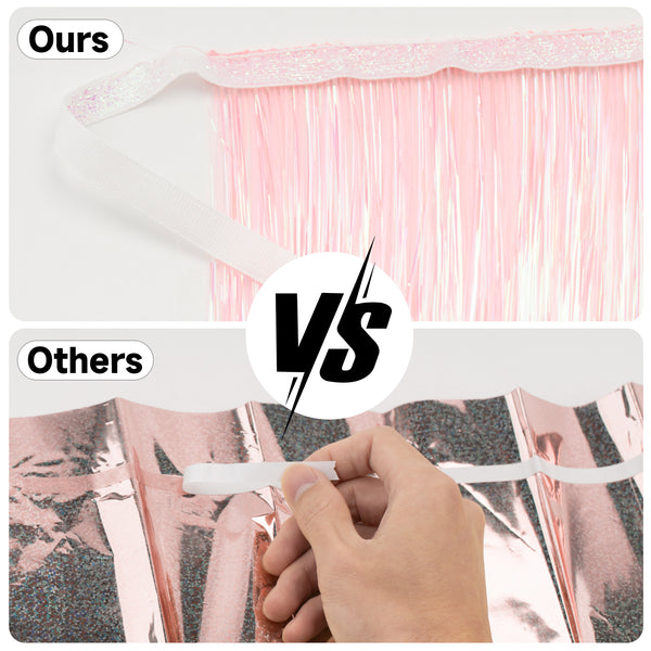 Pink Fringe Banner Fringe Tinsel Garland 6.56 Ft Pink Fringe Photo Backdrop Pink Tinsel Garland for Bachelorette 21st Birthday Party Decoration (Pink)