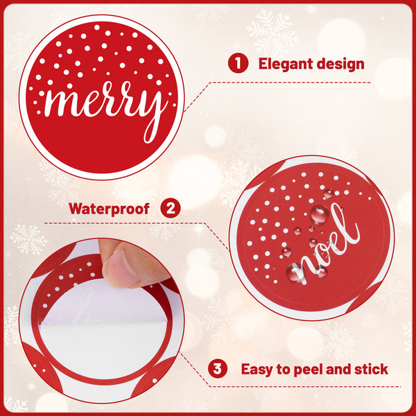 KINGLAKE GARDEN Christmas Stickers Happy Holiday Stickers Labels 2 Inch Large Joy Christmas Stickers 120Pcs Round Christmas Card Stickers Xmas Stickers for Envelope Seals, Card, Ornament (Joy)