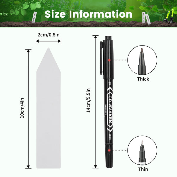 KINGLAKE 100Pcs White Plastic Plant Labels & Markers, 10x2cm, Waterproof, Reusable, Ideal for Herb, Seed, Flower, Potted Plants