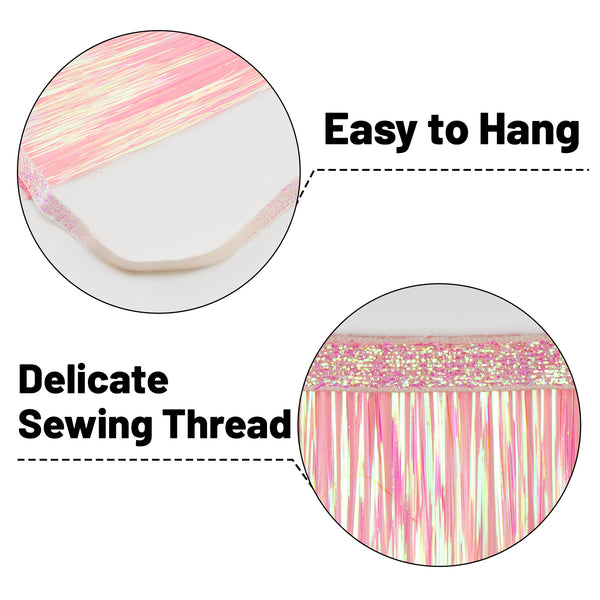 Pink Fringe Banner Fringe Tinsel Garland 6.56 Ft Pink Fringe Photo Backdrop Pink Tinsel Garland for Bachelorette 21st Birthday Party Decoration (Pink)