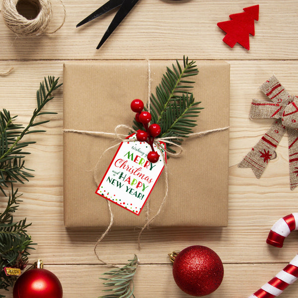 Christmas Gift Tags Merry Christmas Gift Tags with String 50 PCS Xmas Gift Tags Holiday Design Tags White Christmas Tags for Christmas Presents, Gift Wrapping, Christmas Decoration (New Year)