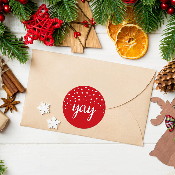 KINGLAKE GARDEN Christmas Stickers Happy Holiday Stickers Labels 2 Inch Large Joy Christmas Stickers 120Pcs Round Christmas Card Stickers Xmas Stickers for Envelope Seals, Card, Ornament (Joy)