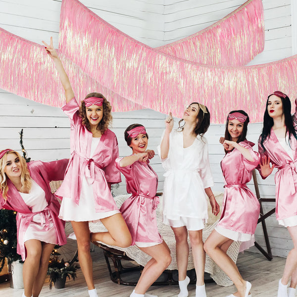 Pink Fringe Banner Fringe Tinsel Garland 6.56 Ft Pink Fringe Photo Backdrop Pink Tinsel Garland for Bachelorette 21st Birthday Party Decoration (Pink)
