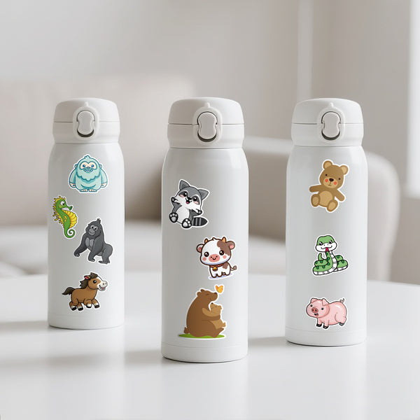 Animal Stickers for Kids 200Pcs Water Bottle Stickers Cute Waterproof Vinyl Kawaii Funny Animal Sticker Reward Sticker for Boys Girls Teachers Classroom Laptop Notebook Luggages