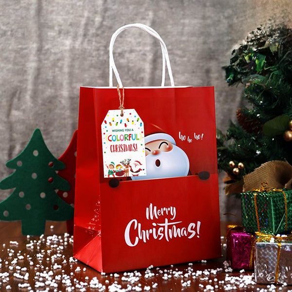 KINGLAKE GARDEN Christmas Gift Tags Merry Christmas Gift Tags with String 50 PCS Xmas Light Gift Tags Holiday Tags Christmas Tags for Christmas Presents, Gift Wrapping (Colorful Christmas)