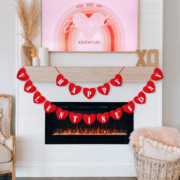 Heart Felt Banner No DIY Pre-Strung Heart Hanging Sign Felt Heart Garland for Heart Hanging Decorations
