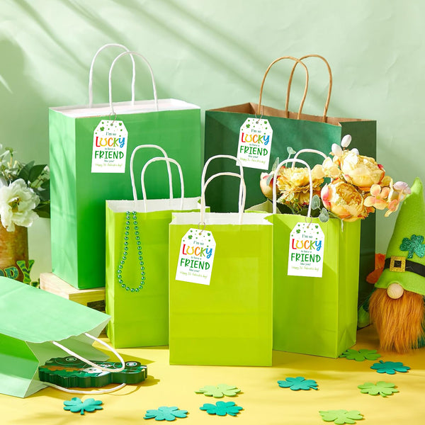 Happy St. Patrick's Day Gift Tags with String, Shamrock Gift Tags 50 Pcs St. Patrick's Day Tags Clover Design Tags for Gift Wrapping St. Patrick's Day Decoration