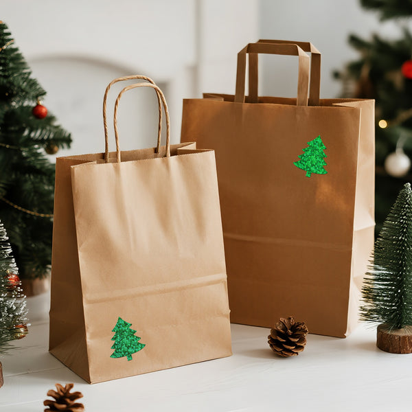 Alynta 600Pcs Christmas Tree Stickers - Holographic Christmas Envelope Stickers 1.5 Inch Waterproof Self-Adhesive Xmas Tree Labels Sticker Xmas Sticker for Envelope Seals Cards Party Decorations