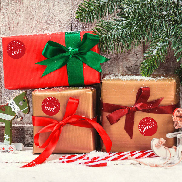 KINGLAKE GARDEN Christmas Stickers Happy Holiday Stickers Labels 2 Inch Large Joy Christmas Stickers 120Pcs Round Christmas Card Stickers Xmas Stickers for Envelope Seals, Card, Ornament (Joy)