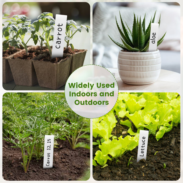KINGLAKE 100Pcs White Plastic Plant Labels & Markers, 10x2cm, Waterproof, Reusable, Ideal for Herb, Seed, Flower, Potted Plants