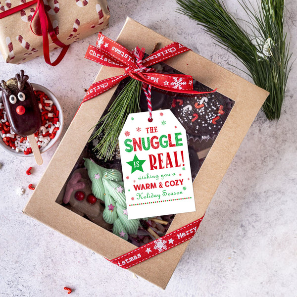 KINGLAKE GARDEN Christmas Gift Tags Warm and Cozy Gift Tags with String 50 PCS Holiday Season Gift Tags The Snuggle is Real Tags for Christmas Presents, Gift Wrapping (Holiday Season)