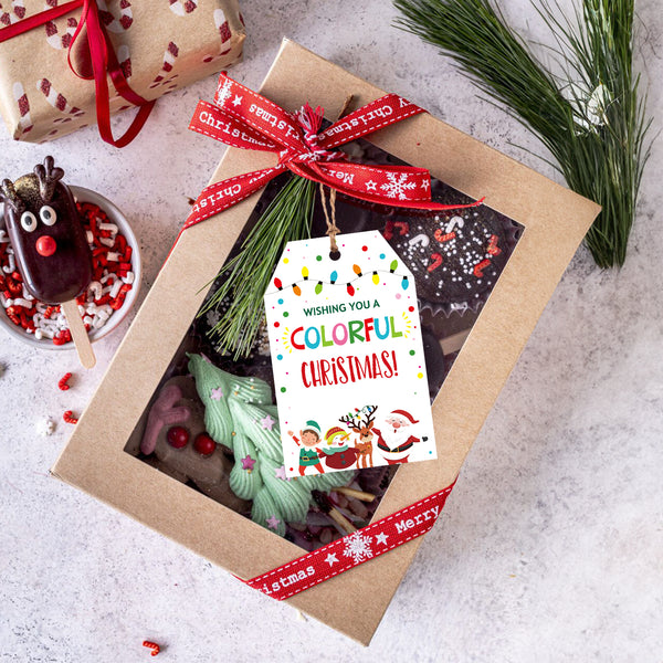 KINGLAKE GARDEN Christmas Gift Tags Merry Christmas Gift Tags with String 50 PCS Xmas Light Gift Tags Holiday Tags Christmas Tags for Christmas Presents, Gift Wrapping (Colorful Christmas)