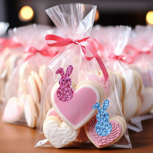 Easter Stickers 600 Pcs Laser Bunny Stickers 1.5 Inch 5 Colors Easter Bunny Stickers Rabbit Self-Adhesive Stickers Happy Easter Stickers for Envelope Seal Card Easter Egg Decoration
