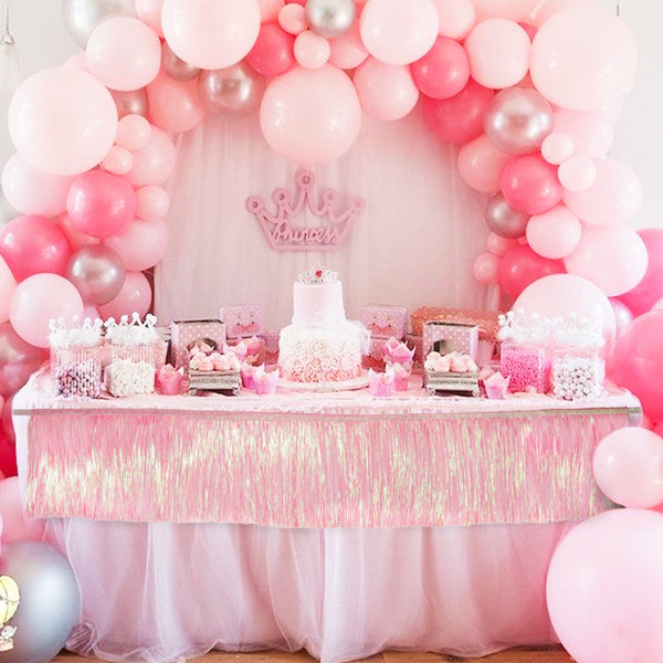 Pink Fringe Banner Fringe Tinsel Garland 6.56 Ft Pink Fringe Photo Backdrop Pink Tinsel Garland for Bachelorette 21st Birthday Party Decoration (Pink)