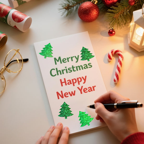 Alynta 600Pcs Christmas Tree Stickers - Holographic Christmas Envelope Stickers 1.5 Inch Waterproof Self-Adhesive Xmas Tree Labels Sticker Xmas Sticker for Envelope Seals Cards Party Decorations