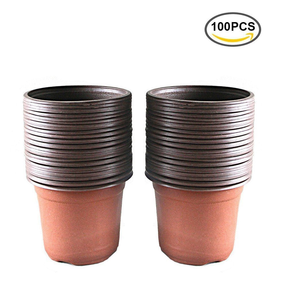 plastic plant starters KINGLAKE 100 Pcs 4" Plastic Plants Nursery Pot/Pots Seedlings Flower P – kinglake store