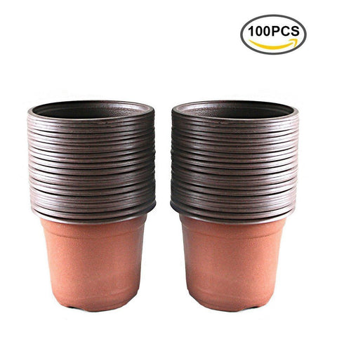 KINGLAKE 100 Pcs 4" Plastic Plants Nursery Pot/Pots Seedlings Flower Plant Container Seed Starting Pots