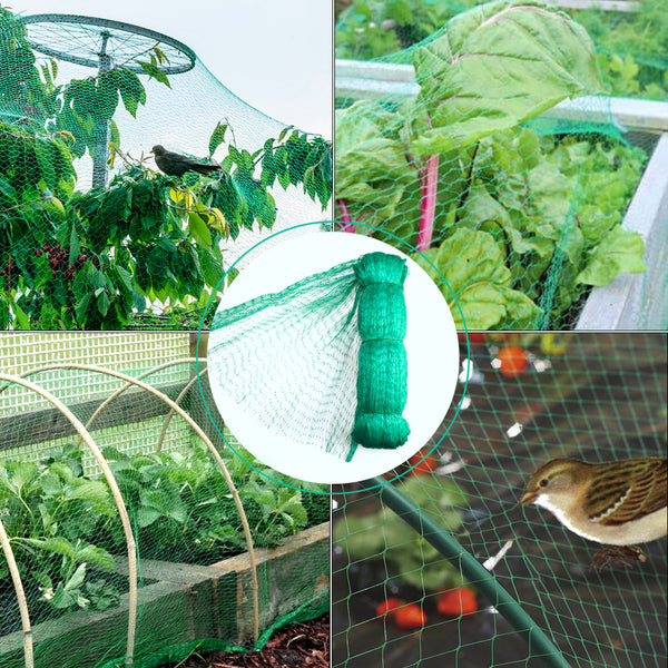 KINGLAKE 4x10m Green Garden Netting, Bird Netting Pond Plant Netting for Protecting Fruit Tree Vegetable Patch Flowers Crops Strawberry Pea and Bean, 15x15mm Holes Fine Mesh