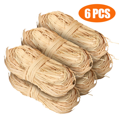 300g Natural Raffia Bundles for Crafts Decoration Weaving Florist Bouquets Garden Use, 6 pack x 50 g