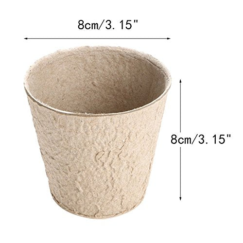 100 Pcs 3 Inch Seeds Starter Peat Pots,Transplant Seedlings Pots,Biodegradable Pots with 100 Pcs Plastic Plant labels 1 x 5 cm