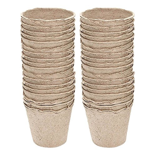 100 Pcs 3 Inch Seeds Starter Peat Pots,Transplant Seedlings Pots,Biodegradable Pots with 100 Pcs Plastic Plant labels 1 x 5 cm