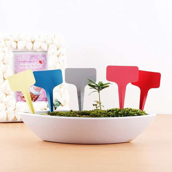 500 Pcs T-type Plant Tags Labels Plastic Garden Markers Waterproof, 5 Colors