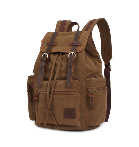 KINGLAKE High Capacity Canvas Vintage Backpack School Hiking Travel Bags Casual Bookbag Men Women Rucksack 12-17" Laptop